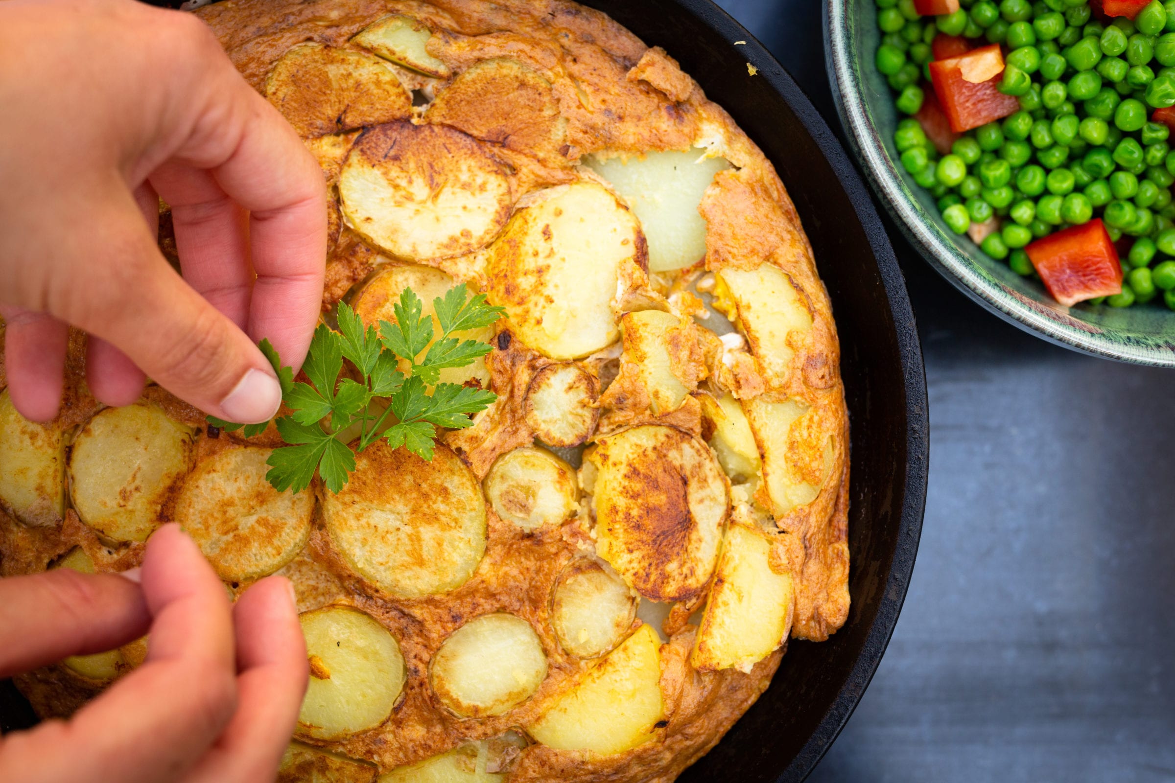 Uitgelichte afbeelding voor "Tortilla met doperwten en paprika"