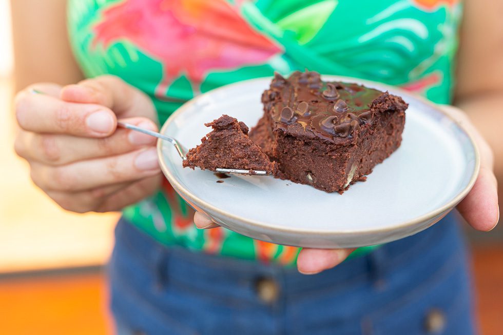 Uitgelichte afbeelding voor "Vegan brownie met pecannoten"